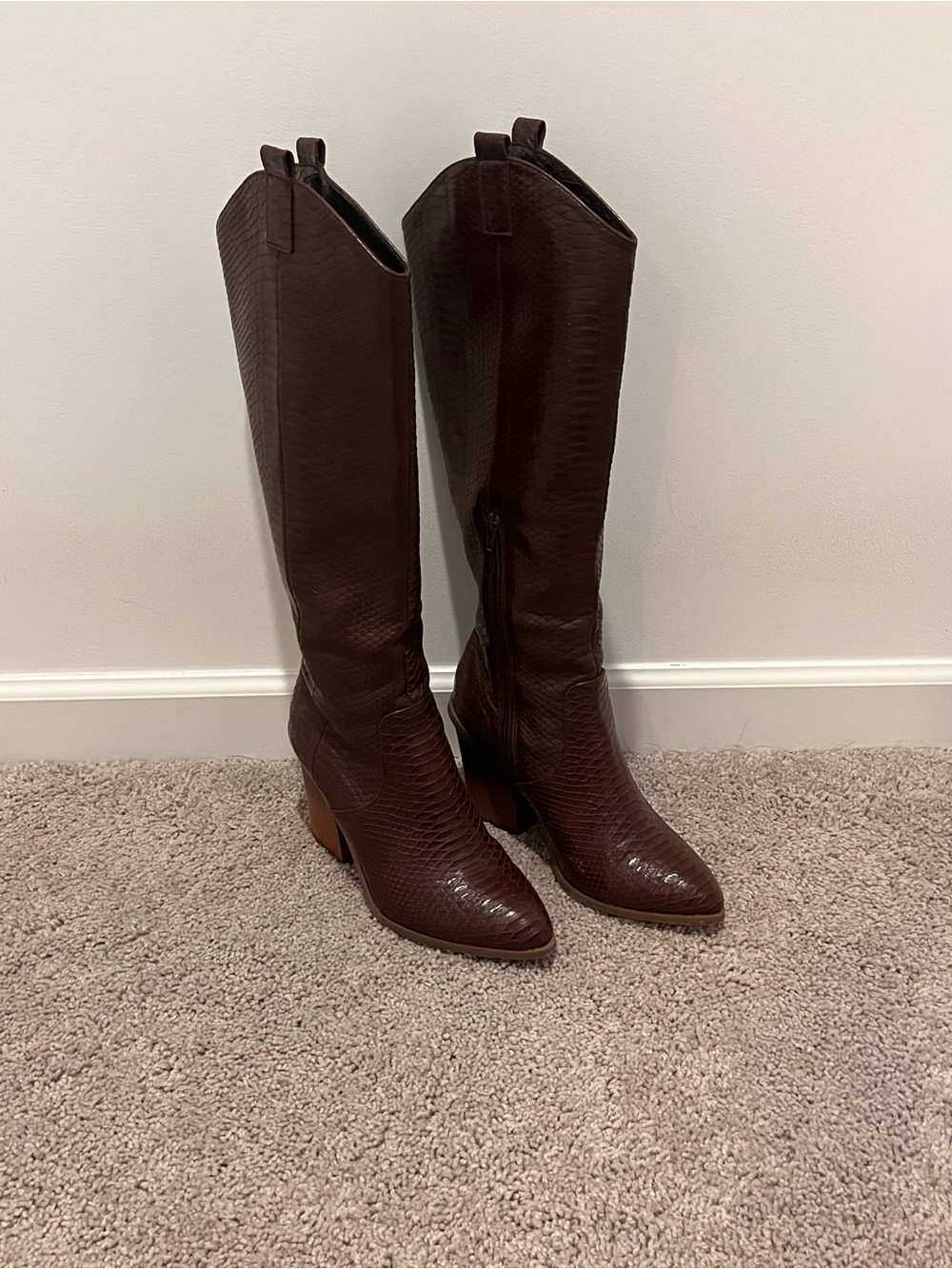 Dolce Vita Dark Brown Knee-High Western Heeled Boots